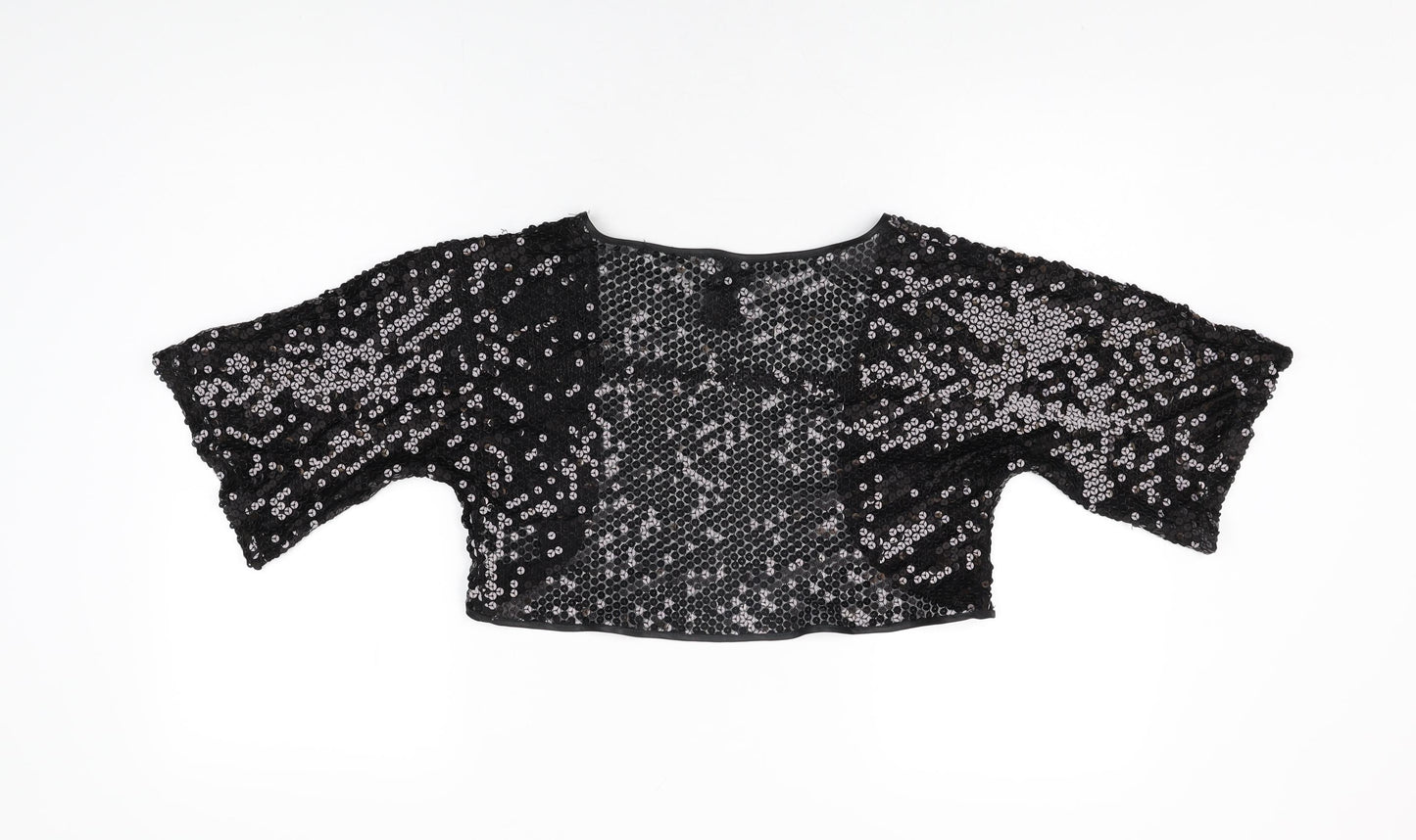 Evie Collection Womens Black V-Neck Polyamide Cardigan Jumper Size 14 - Sequins