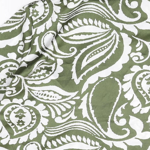 New Look Womens Green Geometric Polyester Basic Button-Up Size 10 Collared