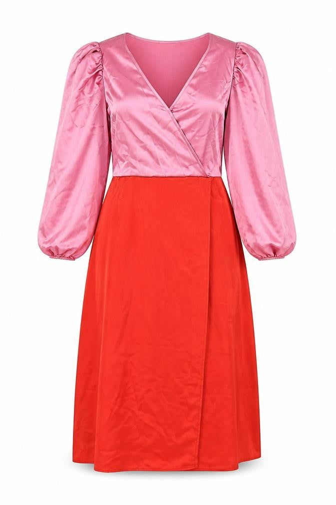Front view of Myleene Klass women’s pink polyester a-line, size UK 10, v-neck pullover