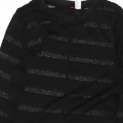 H&M Womens Black Viscose Bodycon Size S Round Neck Pullover