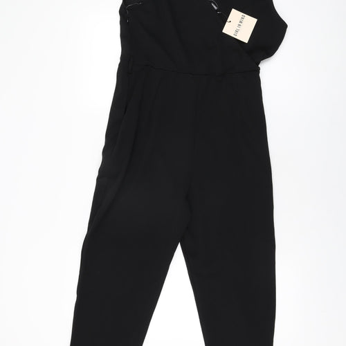 Girl in Mind Womens Black Polyester Jumpsuit One-Piece Size 12 L26 in Zip