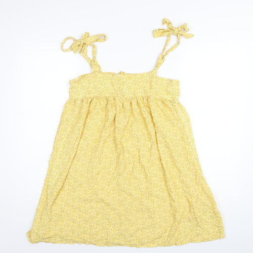 Urban renewal Womens Yellow Floral Viscose A-Line Size M Square Neck Zip