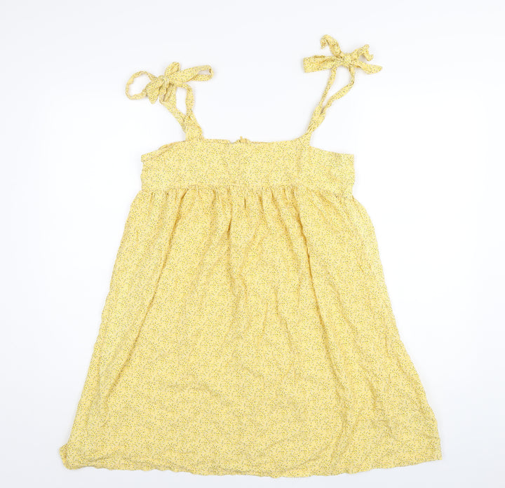 Urban renewal Womens Yellow Floral Viscose A-Line Size M Square Neck Zip