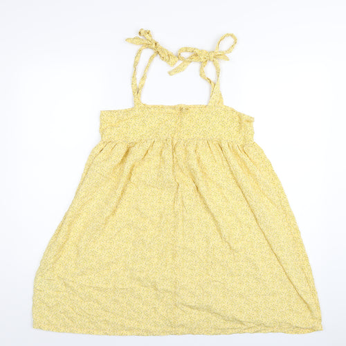 Urban renewal Womens Yellow Floral Viscose A-Line Size M Square Neck Zip