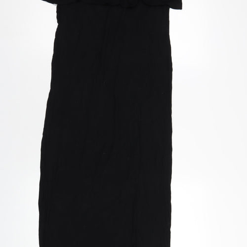 Boohoo Womens Black Viscose Maxi Size 16 Round Neck Pullover