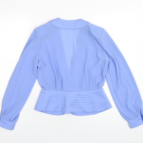 Schon Womens Blue Polyester Basic Blouse Size 12 V-Neck