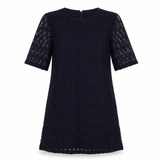 Front view of Mango women’s blue polyester a-line, size M, round neck zip