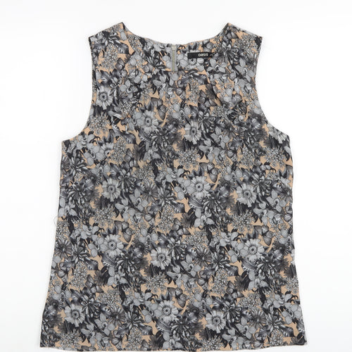 Oasis Womens Multicoloured Floral Polyester Basic Tank Size 12 One Shoulder