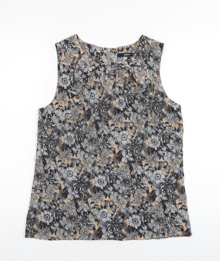 Oasis Womens Multicoloured Floral Polyester Basic Tank Size 12 One Shoulder