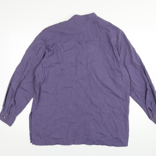 Country Casuals Womens Purple Modal Basic Button-Up Size L Round Neck