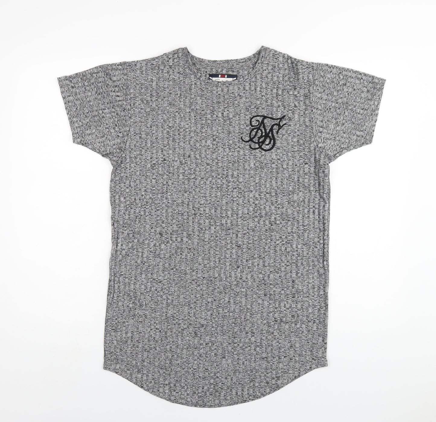 SikSilk Mens Grey Polyester T-Shirt Size XS Round Neck
