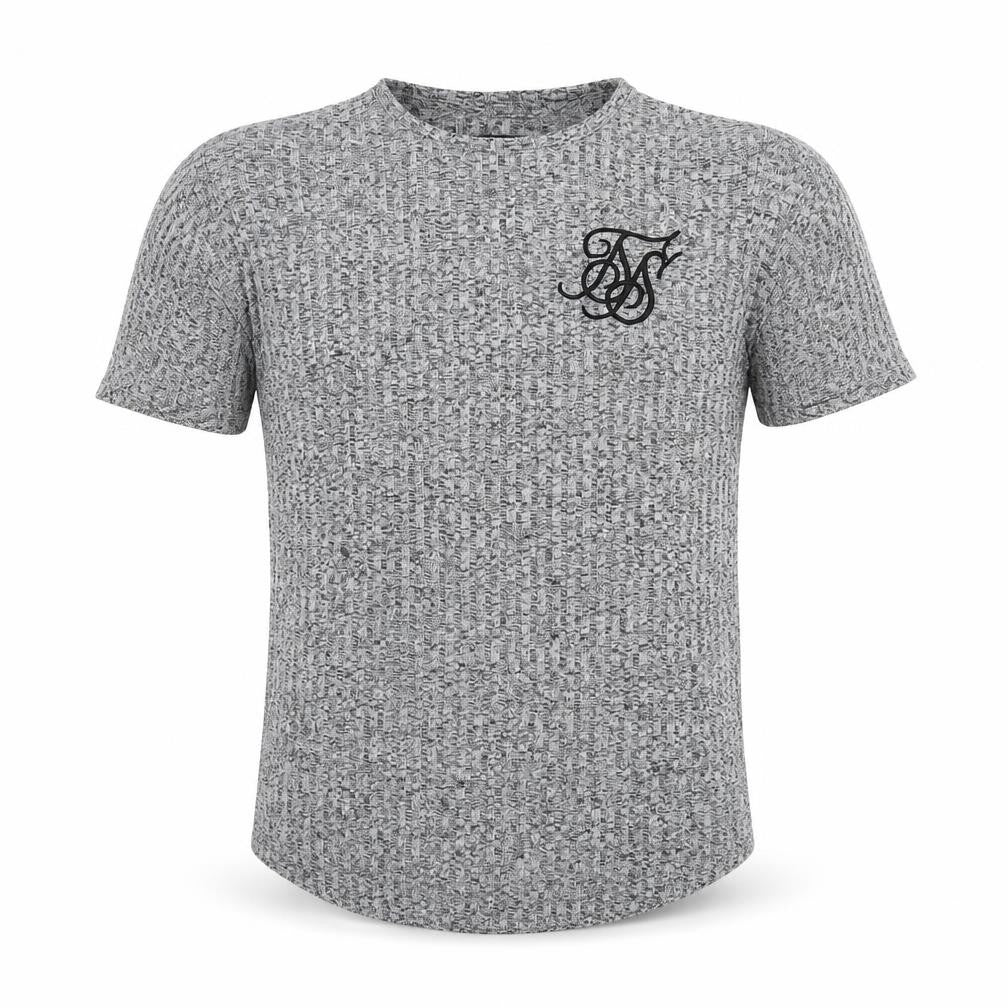 SikSilk Mens Grey Polyester T-Shirt Size XS Round Neck
