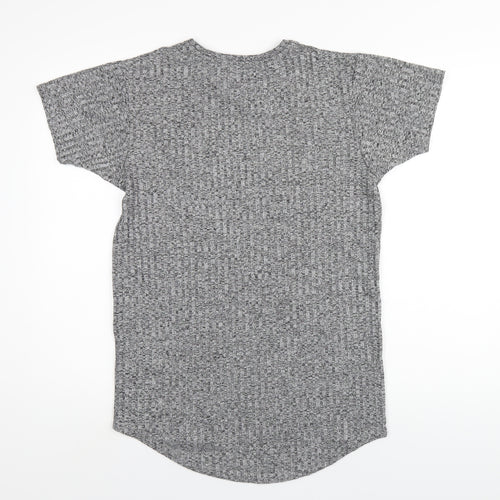 SikSilk Mens Grey Polyester T-Shirt Size XS Round Neck