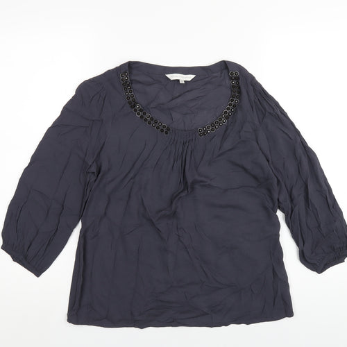 RJR.John Rocha Womens Grey Viscose Basic Blouse Size 10 Scoop Neck