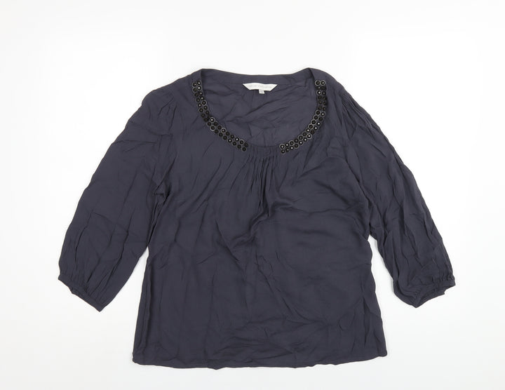 RJR.John Rocha Womens Grey Viscose Basic Blouse Size 10 Scoop Neck