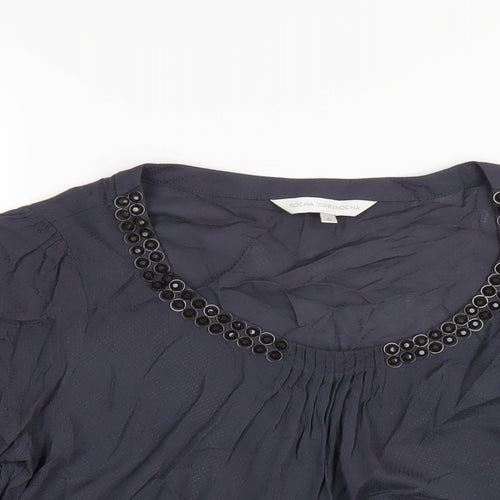 RJR.John Rocha Womens Grey Viscose Basic Blouse Size 10 Scoop Neck