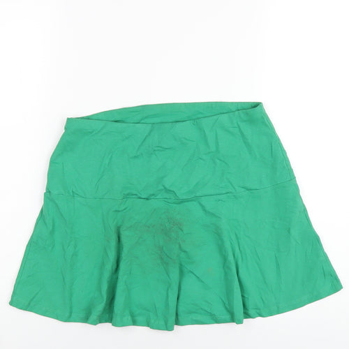 H&M Womens Green Cotton Skater Skirt Size M