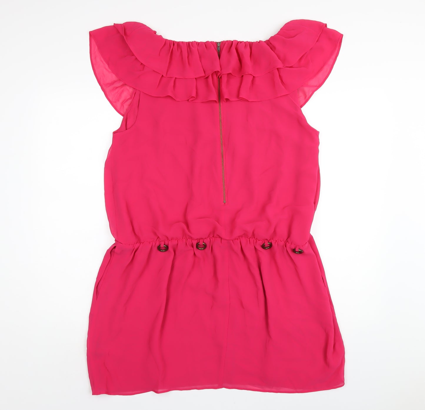 Marks and Spencer Womens Pink Polyester A-Line Size 16 Scoop Neck Zip