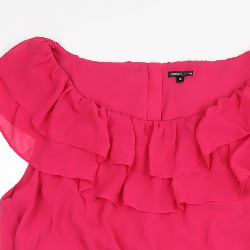 Marks and Spencer Womens Pink Polyester A-Line Size 16 Scoop Neck Zip