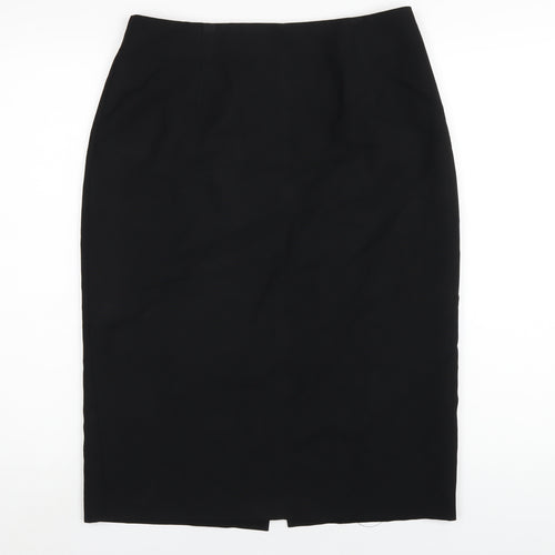 Marks and Spencer Womens Black Polyester Straight & Pencil Skirt Size 12 Zip