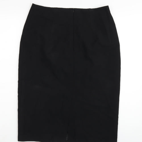 Marks and Spencer Womens Black Polyester Straight & Pencil Skirt Size 12 Zip