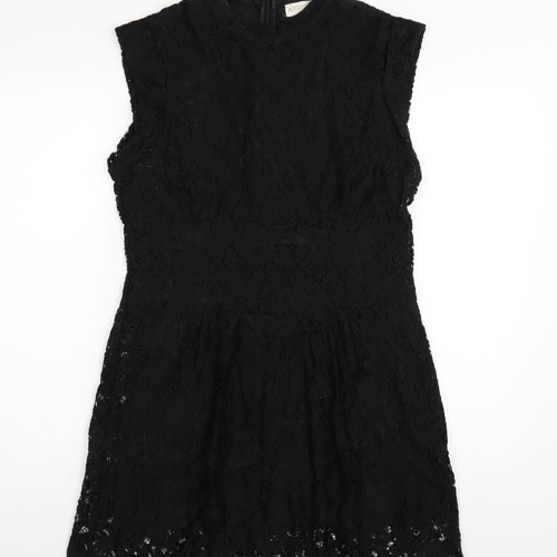 Apricot Womens Black Nylon A-Line Size 16 Round Neck Zip