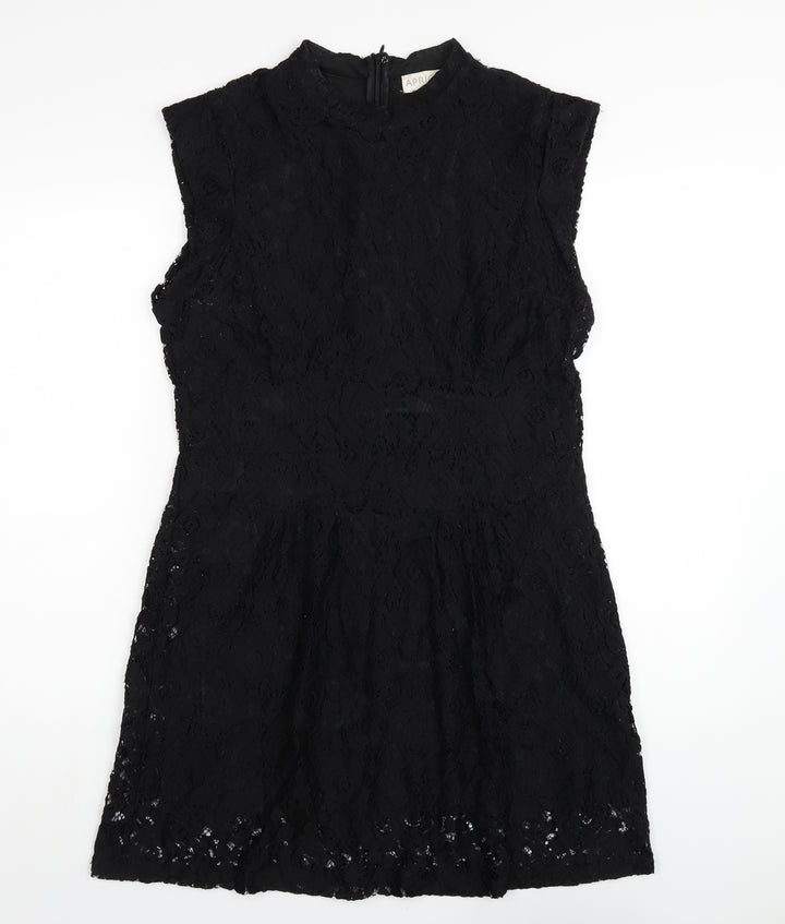 Apricot Womens Black Nylon A-Line Size 16 Round Neck Zip