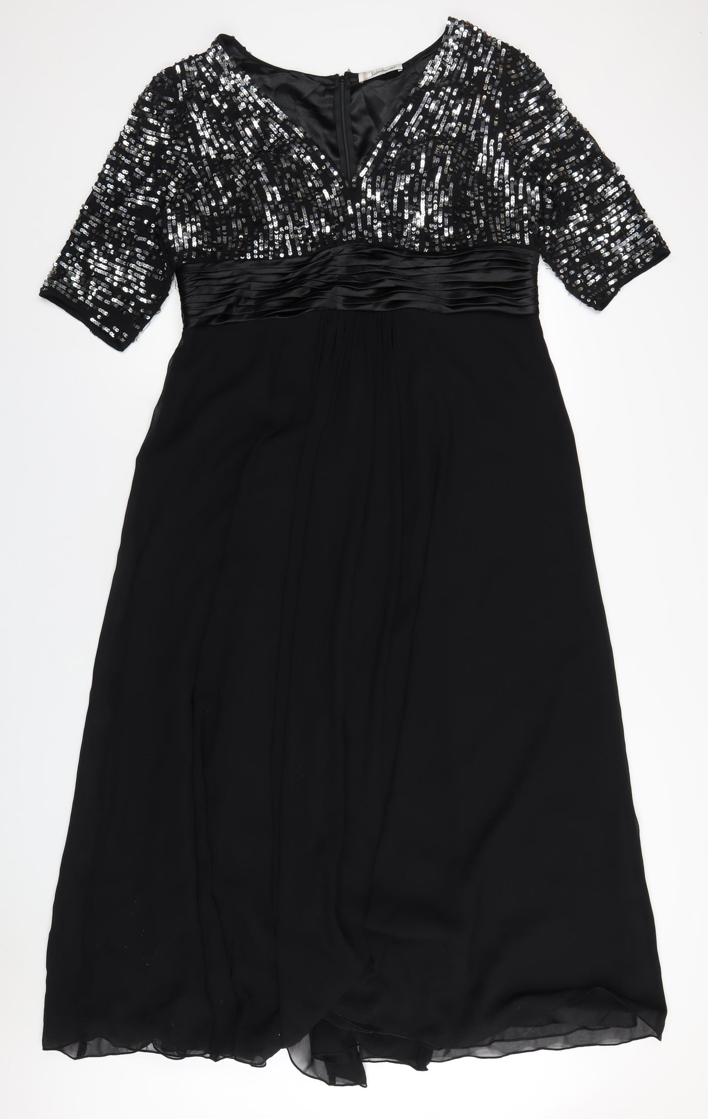 Kaleidoscope Womens Black Polyester A-Line Size 18 V-Neck Zip