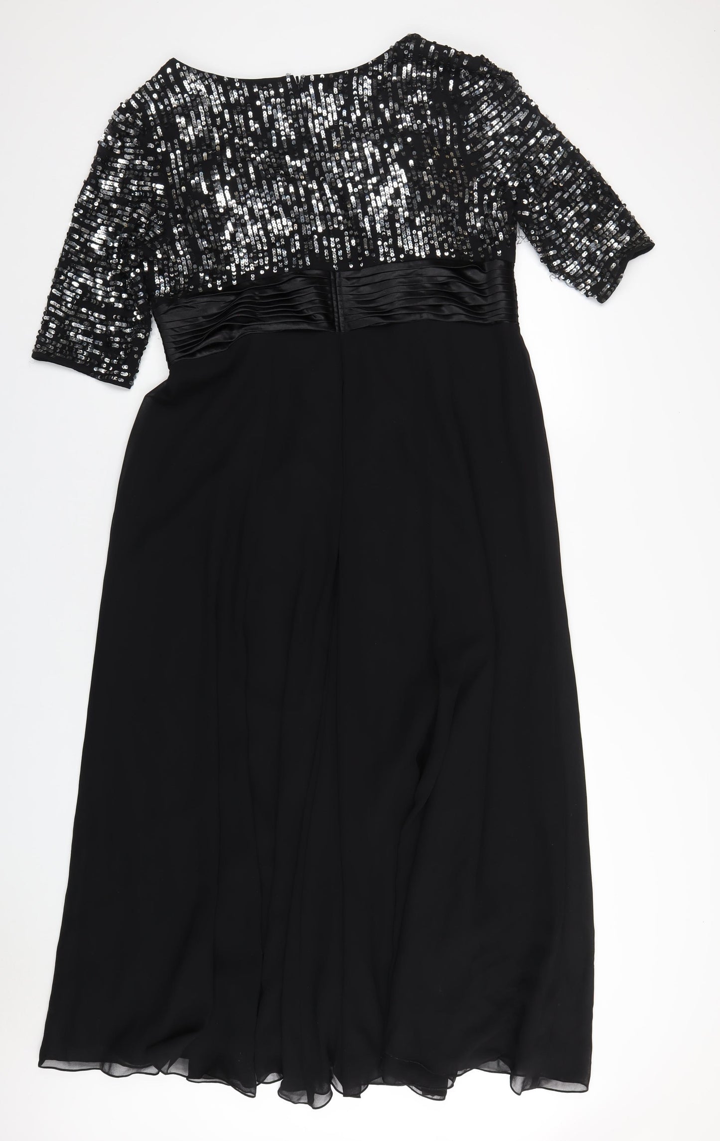 Kaleidoscope Womens Black Polyester A-Line Size 18 V-Neck Zip