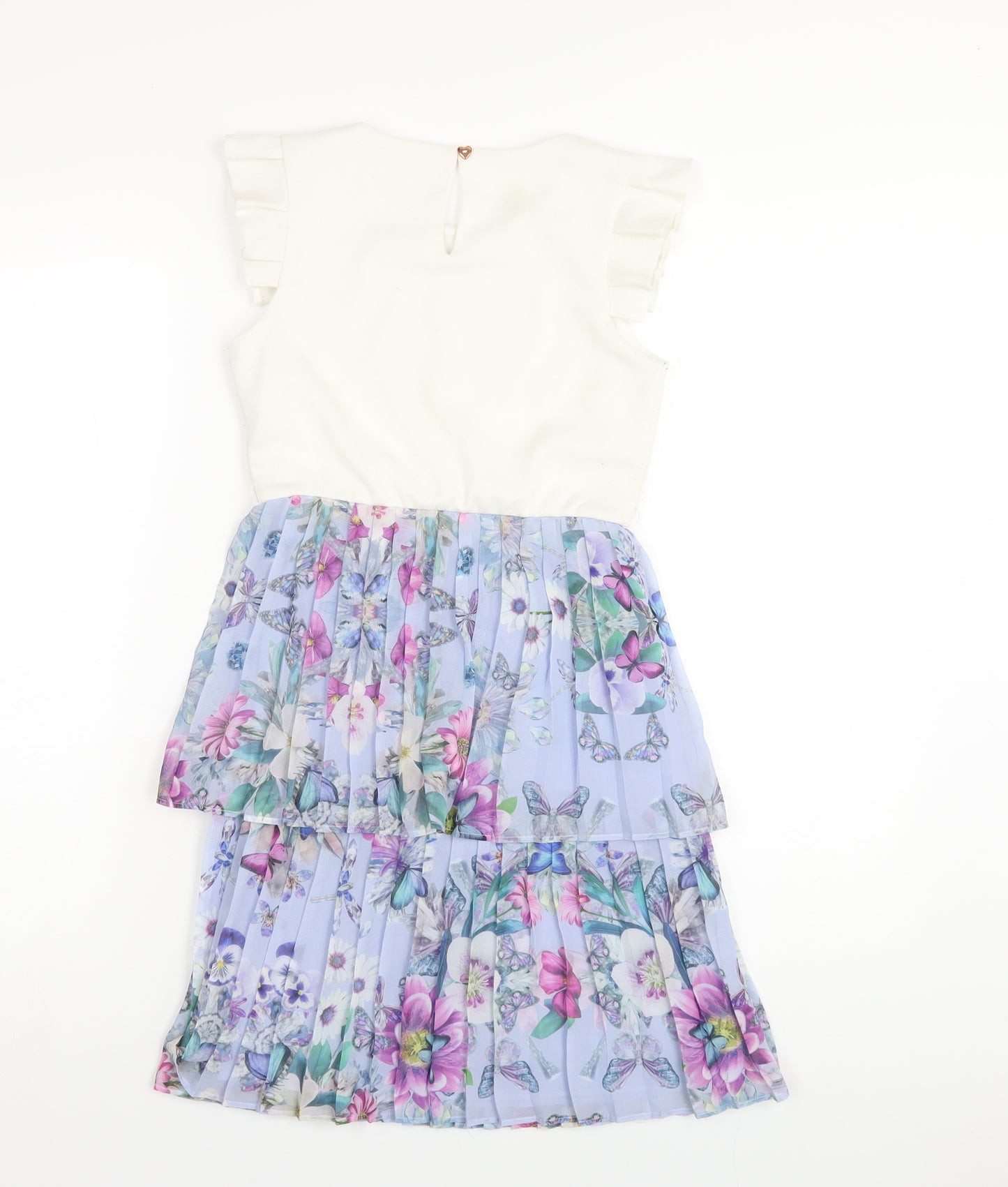 Lola & Maverick Girls Multicoloured Floral Polyester A-Line Size 11 Years Round Neck Button