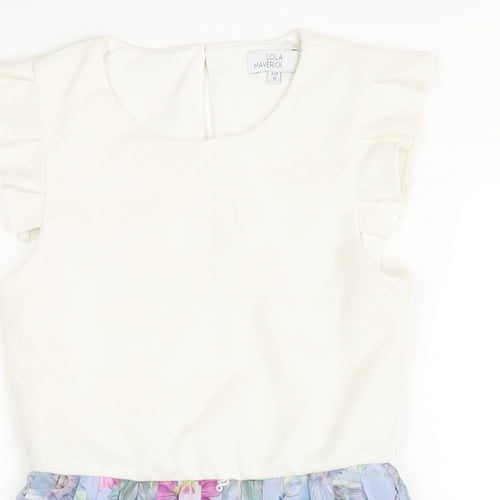 Lola & Maverick Girls Multicoloured Floral Polyester A-Line Size 11 Years Round Neck Button