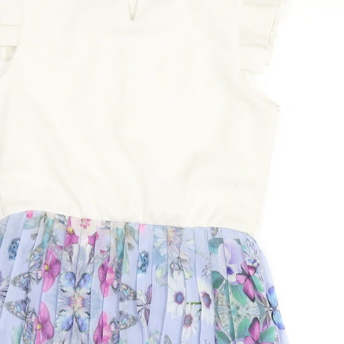 Lola & Maverick Girls Multicoloured Floral Polyester A-Line Size 11 Years Round Neck Button