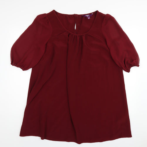 New Look Womens Red Polyester A-Line Size 18 Boat Neck Button