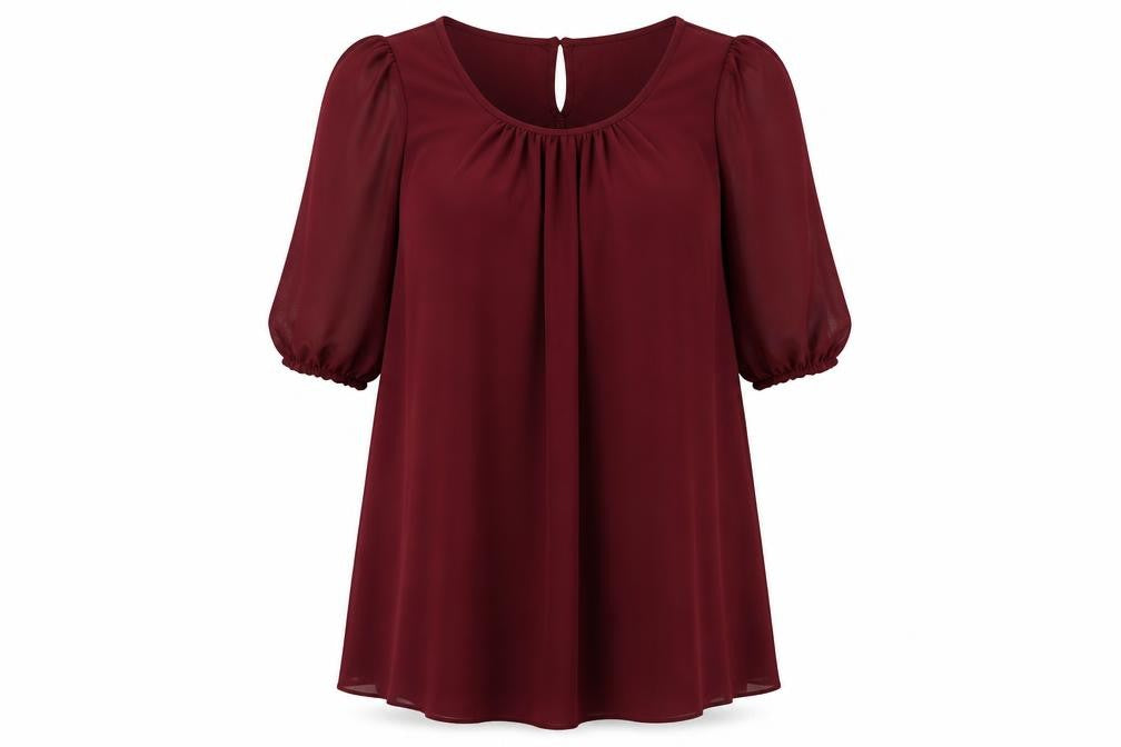 Front view of New Look women’s red polyester a-line, size UK 18, boat neck button