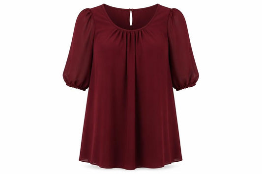 Front view of New Look women’s red polyester a-line, size UK 18, boat neck button