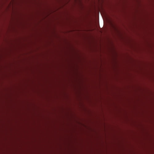 New Look Womens Red Polyester A-Line Size 18 Boat Neck Button