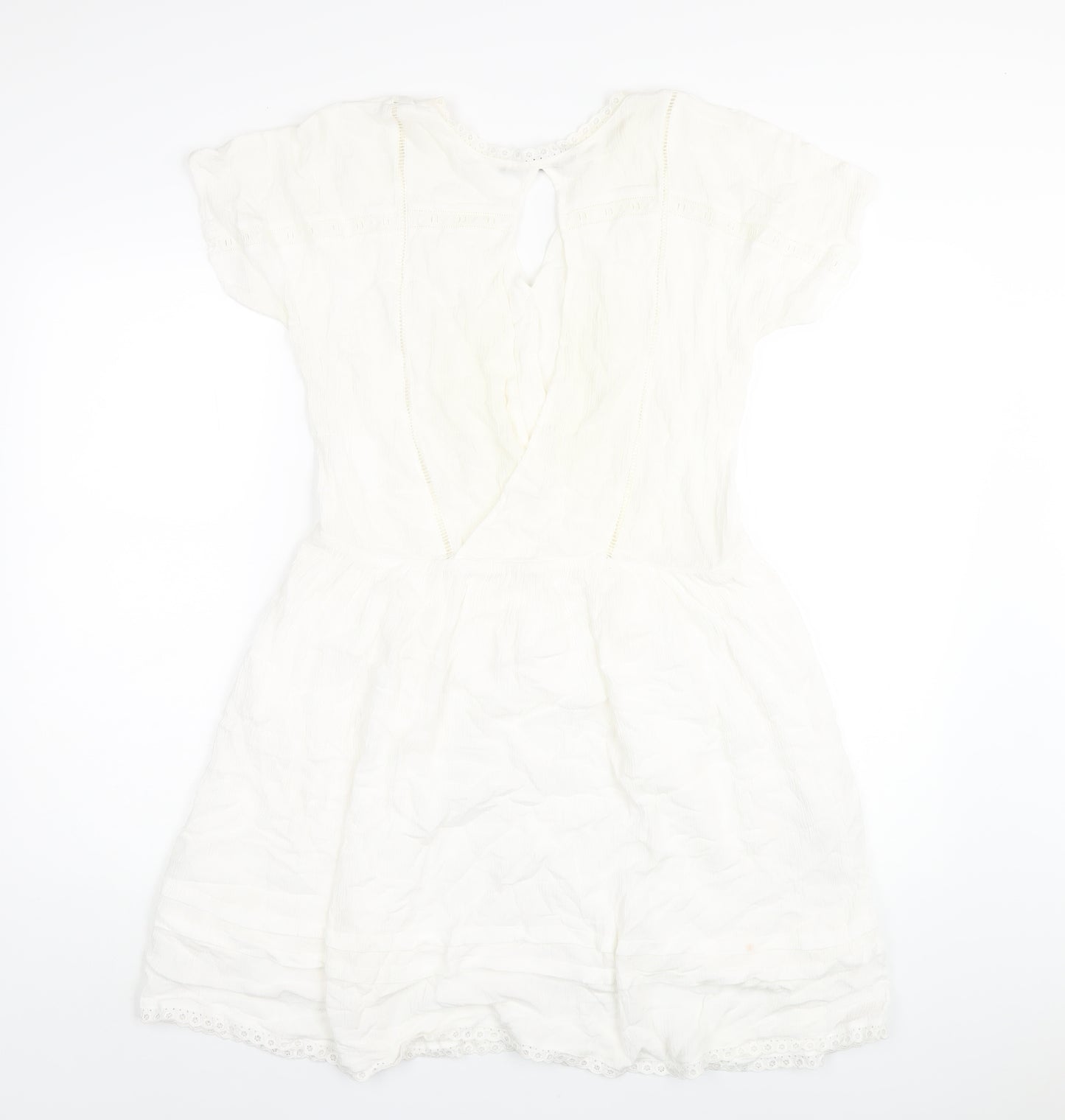 Comptoir des Cotonniers Womens White Viscose A-Line Size 10 V-Neck Pullover