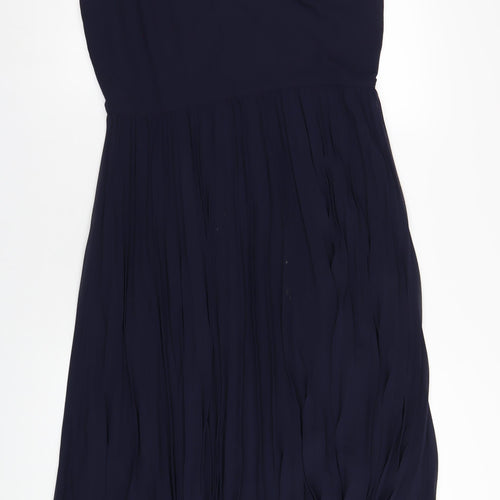 Roman Womens Blue Polyester A-Line Size 16 V-Neck Zip