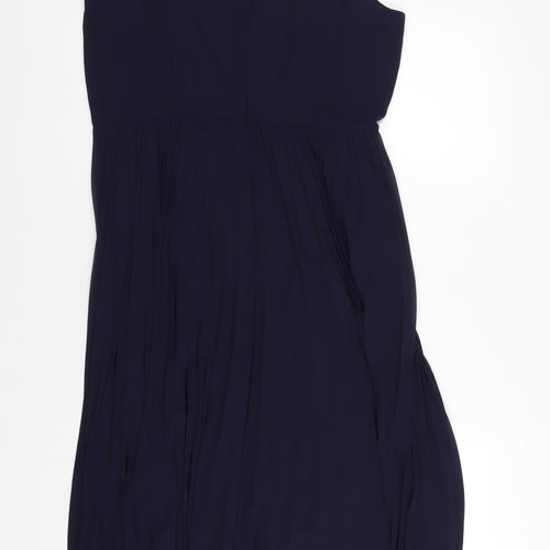 Roman Womens Blue Polyester A-Line Size 16 V-Neck Zip