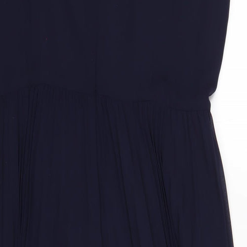 Roman Womens Blue Polyester A-Line Size 16 V-Neck Zip
