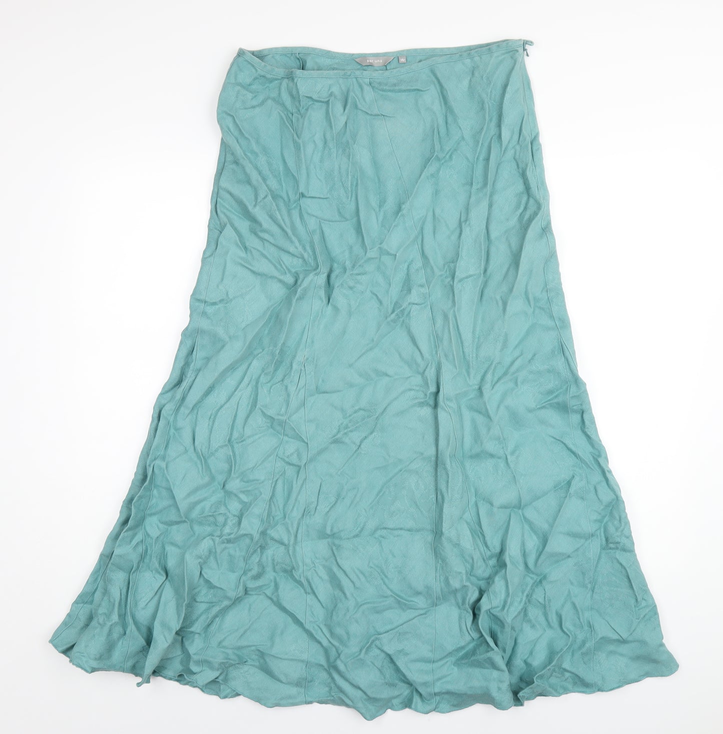 Per Una Womens Blue Linen A-Line Skirt Size 14 Zip