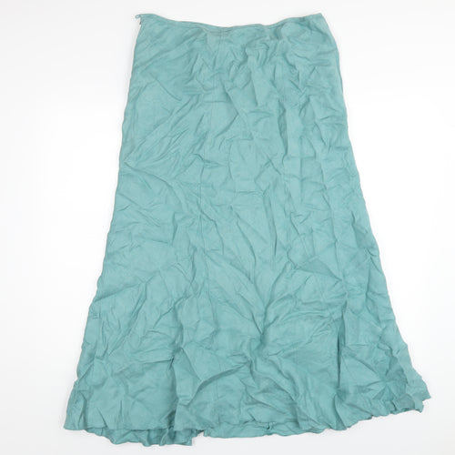 Per Una Womens Blue Linen A-Line Skirt Size 14 Zip