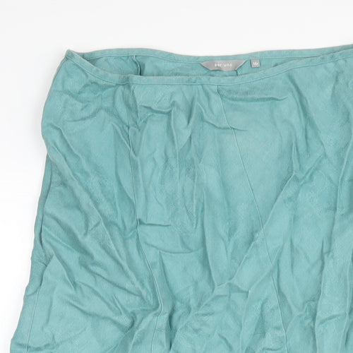 Per Una Womens Blue Linen A-Line Skirt Size 14 Zip