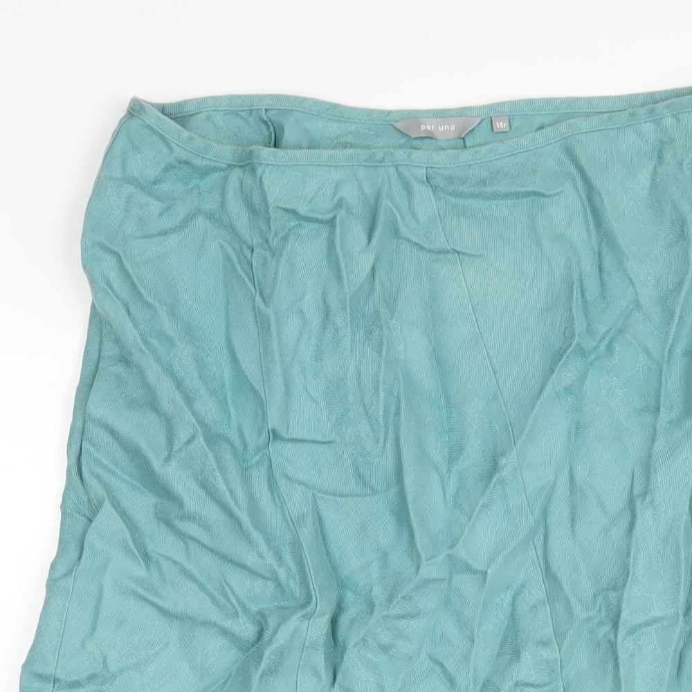 Per Una Womens Blue Linen A-Line Skirt Size 14 Zip