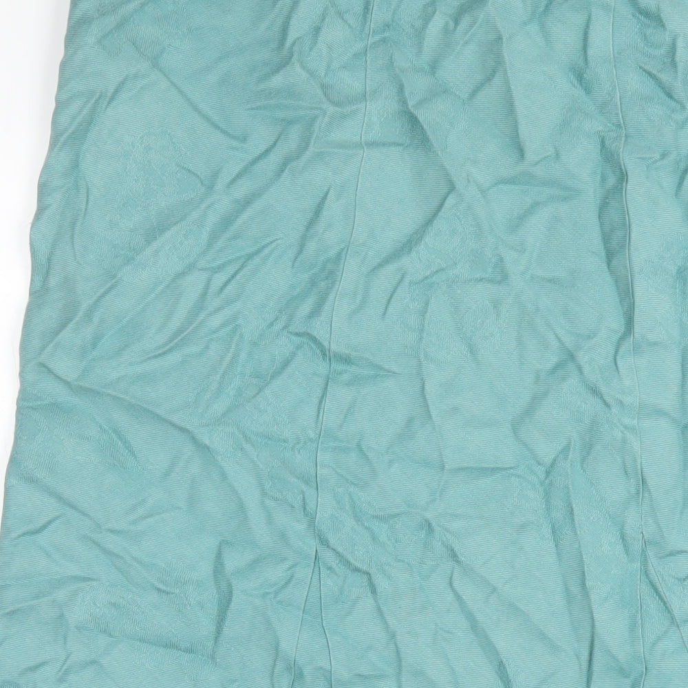 Per Una Womens Blue Linen A-Line Skirt Size 14 Zip
