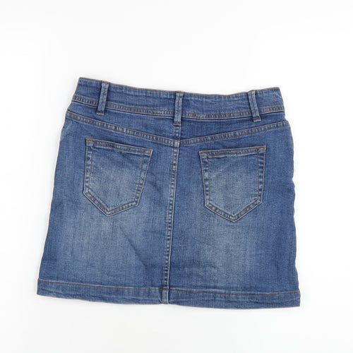 Papaya Womens Blue Cotton Mini Skirt Size 8 Zip