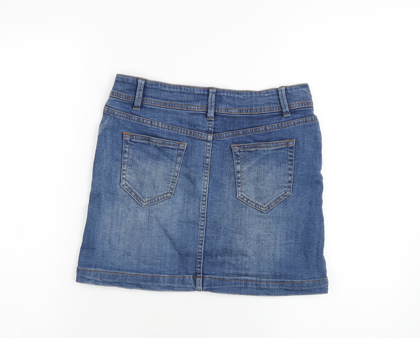 Papaya Womens Blue Cotton Mini Skirt Size 8 Zip