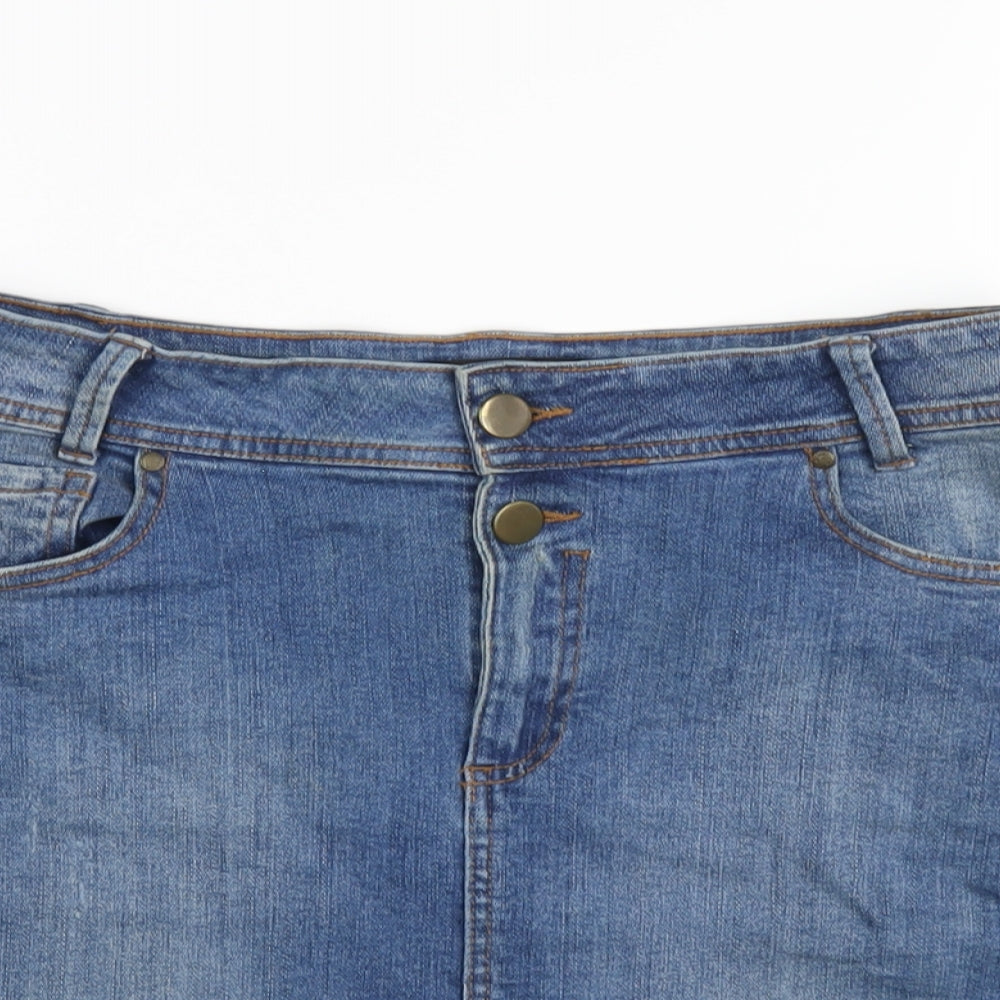 Papaya Womens Blue Cotton Mini Skirt Size 8 Zip