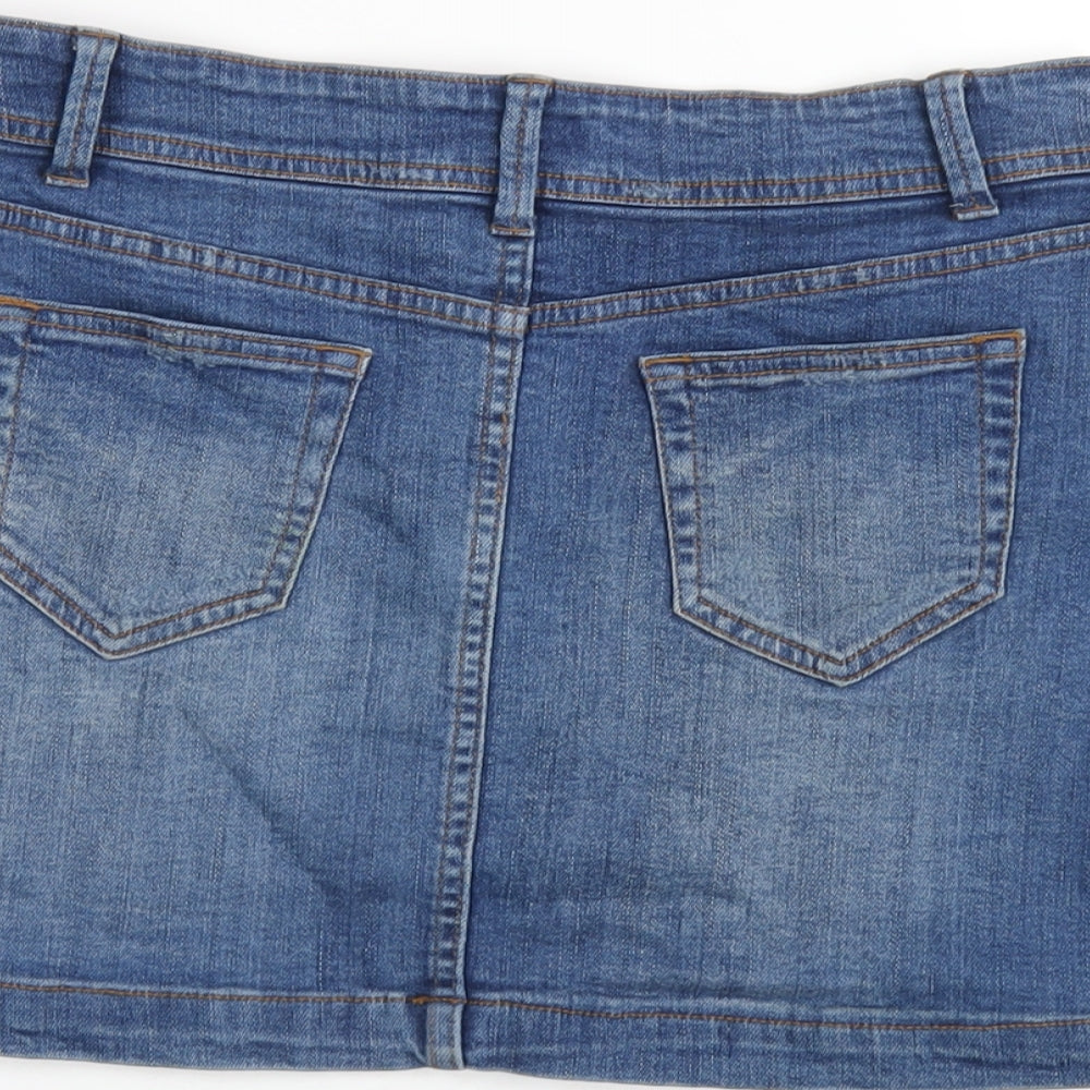 Papaya Womens Blue Cotton Mini Skirt Size 8 Zip