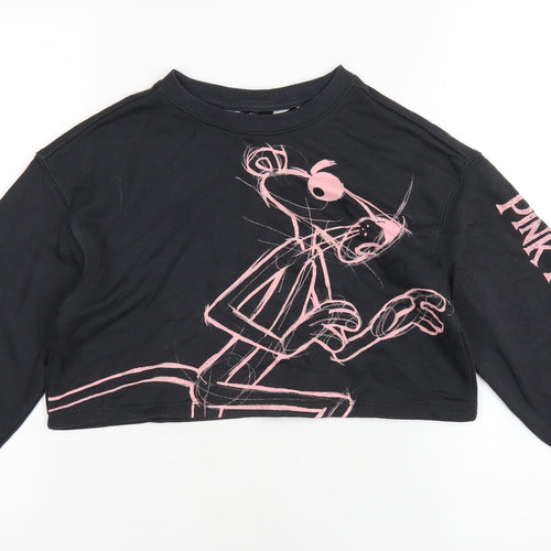 H&M Girls Grey Cotton Pullover Sweatshirt Size 10 Years Pullover - Pink Panther